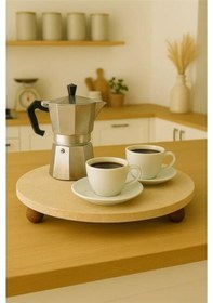 Resim Akayev Traverten 28 Cm Ahşap Boncuk Ayaklı Sunumluk Çok Renkli 