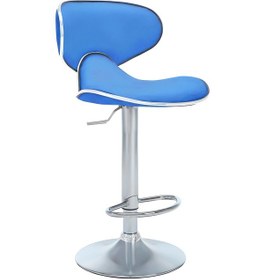 Resim Bürocci Zen Bar Taburesi - Mavi Modern Deri Metal Ataklı Yüksek Tezgah Sandalyesi - 9549s0514 Mavi 