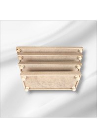 Resim Ahşap Boyanabilir Ayaklı Dikdörtgen 4'lü Sunumluk-tepsi Takımı 