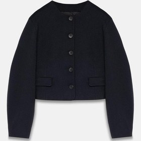 Resim Kadın Lacivert Balon Kol Crop Blazer Lacivert 