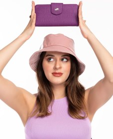 Resim Gondol Hmx Büyük Boy Lüks Şık El Cüzdanı Hmx.370 - Mor Yazı 