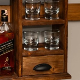 Resim Veraart El Yapımı Rustik Desenli Ahşap Içki Viski Şarap Dolabı Şaraplık 