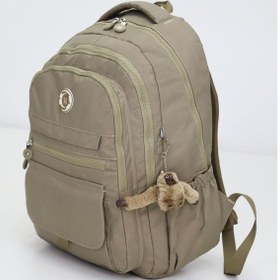 Resim Kapaklı Beş Gözlü Geniş Sırt Çantası Peluş Hediyeli, Konforlu Askılı, Günlük Kullanıma Uygun Açık Kahverengi 