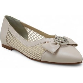 Resim Beety 5001 Fiyonklu Tokalı Kadın Ayakkabı Babet Bej 