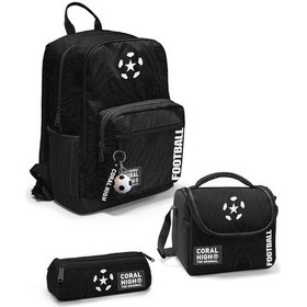 Resim Coral High Siyah Futbol Desenli 3 Lü Okul Çanta Seti Set0123698 Siyah 