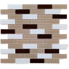 Resim MozaiKristaL Mutfak tezgah arası 23x73x4 mm Fileli Kristal Cam Mozaik. ( 1 Koli = 1 m2 Fiyatıdır ) 