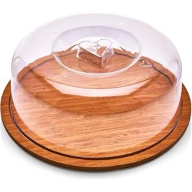 Resim Tablalı Şeffaf Akrilik Kapak Yuvarlak Kek Fanusu 29CM Büyük Boy Hava Almaz Lüx Pasta Sunumu 