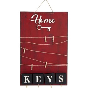 Resim Dekoratif Home Keys Ahşap Resimlik ve Notluk (Kırmızı) ( Lisinya ) 