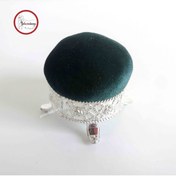 Resim Gelincimherşey Yeşil Kadife Kaplı 4 Ayaklı Puf Iğnelik 