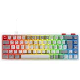 Resim Rampage Yoru Mini Rgb Red Switch Mekanik Beyaz/gri Type-c Kablolu Gaming Klavye 