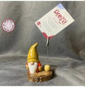 Resim Uretti - Pınar 6606 - El Yapımı Yılbaşı Cücesi Dekoratif Biblo / Not Tutacağı - 10 X 10 Cm - Sarı 