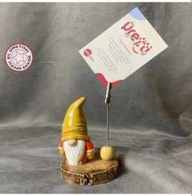 Resim Uretti - Pınar 6606 - El Yapımı Yılbaşı Cücesi Dekoratif Biblo / Not Tutacağı - 10 X 10 Cm - Sarı 