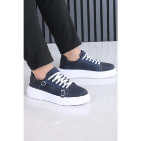 Resim Lacivert Madrid Erkek Casual Spor Ayakkabı Çift Tokalı Ortopedik Tabanlı 