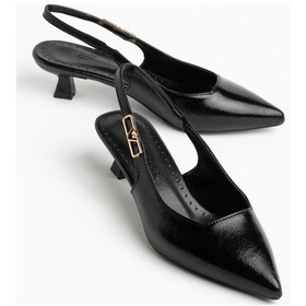 Resim Suins Shoes Suins Monica Model Kadın Mini Topuklu Lastikli Stiletto Ayakkabı Siyah 