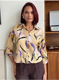 Resim Hello Moda Büyük Beden Şık İpek Bluz. 246055419 Bej 