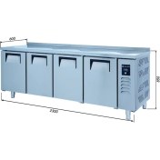 Resim Galleyz Tezgah Tip Slim Buzdolabı - 4 Kapılı - 230X60X85 cm 