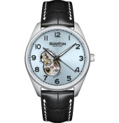 Resim Quantum Qmg1241.301 Deri Kordon Otomatik Mekanizma 10 Atm Suya Dayanıklı Siyah Renk Erkek Kol Saati Metal 