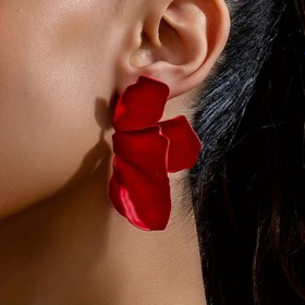 Resim 1 Çift Zarif Vintage Stil Kırmızı 3D Sahte Çiçek Küpeler, Demir Gövde ve Çivi, Kadınlar için Moda Takı, Partiler, Tatiller ve Randevular için Mükemmel, Arkadaşlar için Hediye 