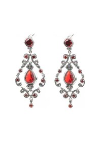 Resim 925 Ayar Gümüş Garnet Taşlı Antik Avize Küpe 