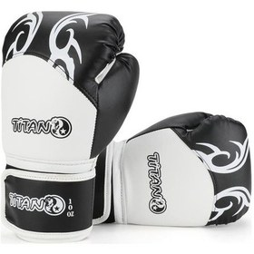 Resim Titan Sport Siyah Beyaz İşlemeli Model-2 Boks Eldiveni Çok Renkli 