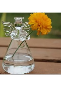 Resim A 1 Adet Bohemya Melek Cam Vazo Şeffaf Tabanlı Asılabilir Saksı İle Melek Tasarımı Şeffaf 