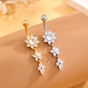 Resim 1 Adet Erkek Göbek Halkası - Parlak Sentetik Zirkon Taşlı ve Üç Bölümlü Vajinal Piercing Takısı 