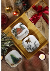 Resim Kütahya Porselen Happiness 12x12 cm 3 Parça Meze Tabağı 