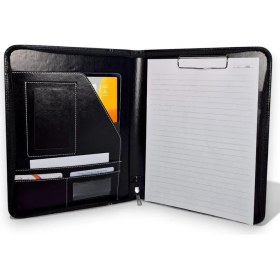Resim Peri Store Premium Deri Sekreterlik - Mandallı Evrak Tutucu, Tablet Bölmeli Organizer, Çok Gözlü Evrak Dosyası (Hesap Makinesiz Model), Fermuarlı (32.5 × 25 Cm), Siyah 