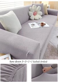 Resim Upmall Streç Esnek Yikanabilir Kare Desen Kotuk Örtüsü Gri 