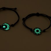 Resim 2'li Bohem Kadın Halat Bilezik Seti - Sun ve Moon Time Gem Tasarımıyla PU Deri Örgü, Karanlıkta Parlayan, Ayarlanabilir, Günlük Kullanım ve Hediye Vermek İçin Mükemmel 
