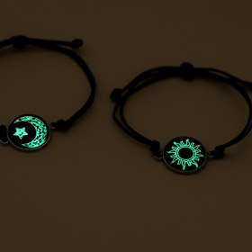 Resim 2'li Bohem Kadın Halat Bilezik Seti - Sun ve Moon Time Gem Tasarımıyla PU Deri Örgü, Karanlıkta Parlayan, Ayarlanabilir, Günlük Kullanım ve Hediye Vermek İçin Mükemmel 