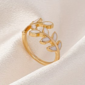 Resim 1 adet Zarif Yaprak ve Buğday Tasarımlı Çinko Alaşımlı Yüzük Kadınlar için - Günlük ve Tatil Giyimleri için Çok Yönlü Moda Aksesuarı, Basit Stil, Tüm Sezon Takıları 