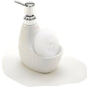 Resim ELEGANCEV Süngerli Seramik Desenli Sıvı Sabunluk -beyaz -3262b 