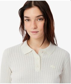 Resim Lacoste Kadın Triko Uzun Kollu Polo Yaka Ekru 