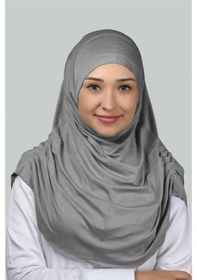 Resim Altobeh Hazır Türban Büzgülü Pileli Pratik Eşarp Tesettür Hijab - Namaz Örtüsü - Gri 