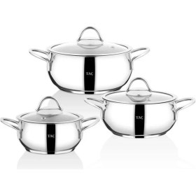 Resim Taç Vitali Indüksiyon Tabanlı 3'lü 6 Parça Çelik Güveç Set 
