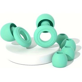 Resim Elmpaly Yeşil Yeniden Kullanılabilir Silikon Kulak Tıkacı 3 Boy Yumuşak Rahat Uyku Yüzme Konser 