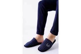 Resim Slipcat Erkek Ev Terliği Kare Desenli Lacivert 