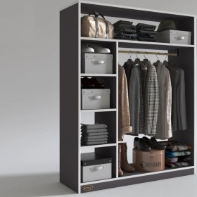 Resim Kenzlife giysi dolabı necmettin 150*120*40 gri gardırop 