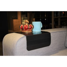 Resim Step and Maker Koltuk Kenarı Ahşap Katlanabilir Yan Sehpa Amerikan Servisi Kanepe Kenarı Portatif Koltuk - Siyah 