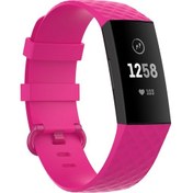 Resim Xdfind 18mm Gümüş Renk Toka Tpu Bilek Kayışı İzle Bandı Fitbit Charge 4 / Charge 4 Se / Charge 3 / Charge 3 Se, Boyut: S Gül Kırmızısı 