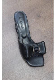 Resim Veor Siyah Cilt Topuklu Terlik Siyah 