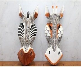 Resim Ahşap Duvara Asmalı Maske Zebra 