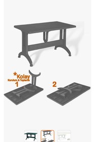 Resim Yonga Tekstil 70X120 Katlanır Plastik Ayaklı Bahçe Balkon ve Teras Masası 