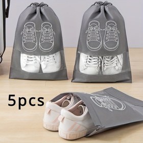 Resim 5 adet Fermuarlı Şeffaf Seyahat Ayakkabı Saklama Çantası - Dayanıklı Plastik, Kolay Tanıma İçin Alan Tasarrufu Tasarımı, Temel Gereksinimleri Paketlemek İçin İdeal, Seyahat ve Günlük Kullanım İçin Uygun, Ayakkabı Saklama Organizatörü 