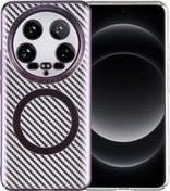 Resim 6d Kaplamalı Karbon Fiber Clear Magsafe Pc Telefon Kılıfı Aurora Mor , Boyut:xiaomi 14 Ultra İçin Kirmizi 