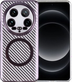 Resim 6d Kaplamalı Karbon Fiber Clear Magsafe Pc Telefon Kılıfı Aurora Mor , Boyut:xiaomi 14 Ultra İçin Kirmizi 