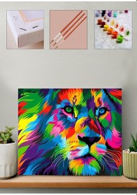 Resim Sayılarla Boyama Seti - Renkli Aslan 60x75 