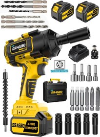 Resim Dragro DRG-800 Alman 1000NM Çift Akülü Torklu Somun Sıkma Bijon Sökme Sarı 