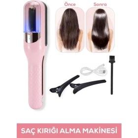 Resim Kablosuz Saç Kırığı Alma Makinesi - Saç Kesme Aleti (Type-C Şarjlı) Pembe 